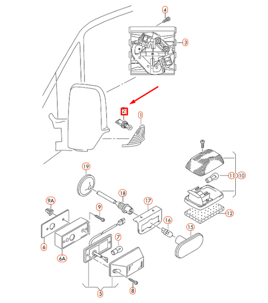 new vw crafter mk1 2f door mirror turn signal bulb with socket 2e0945981