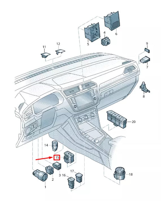 NEW VW TIGUAN AD HANDBRAKE BUTTON RHD 5NC927225AICX 5NC927225A ICX ORIGINAL