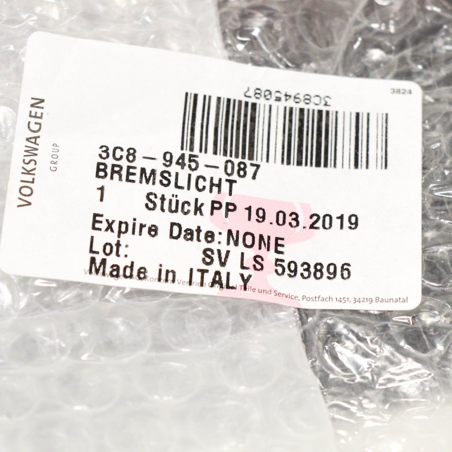 NEW VOLKSWAGEN PASSAT CC THIRD 3RD BRAKE STOP LIGHT 3C8945087 ORIGINAL