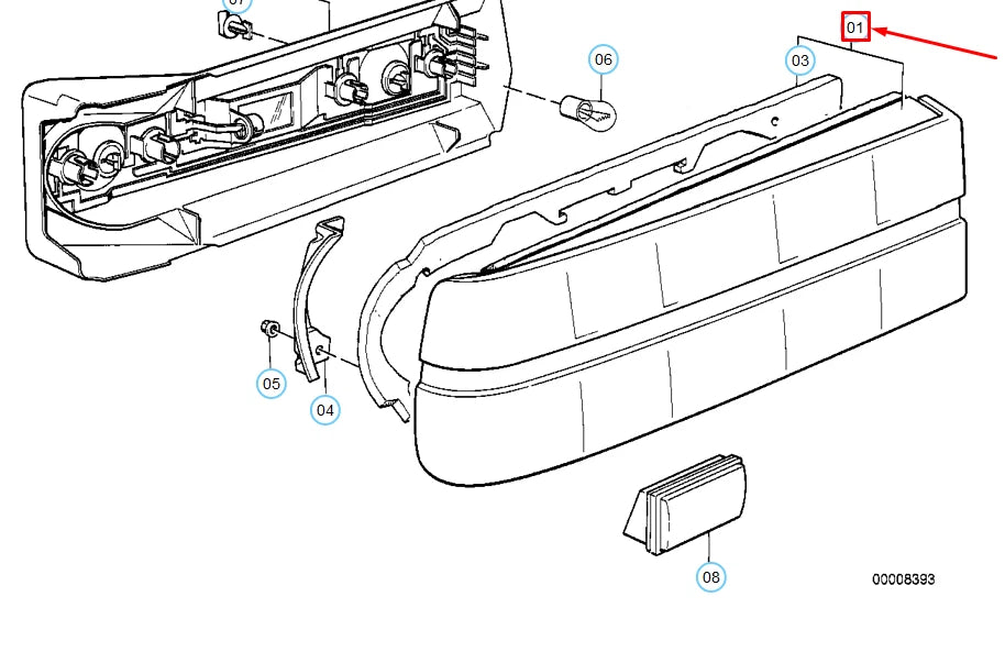 NEW BMW 3 E30 REAR RIGHT TAIL LIGHT WITH FOG LIGHT 63211370678 1370678 ORIGINAL