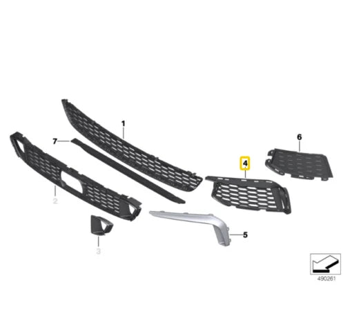 NEW BMW 5 G30 M SPORT FRONT BUMPER LOWER LEFT GRILLE 51118064963 ORIGINAL