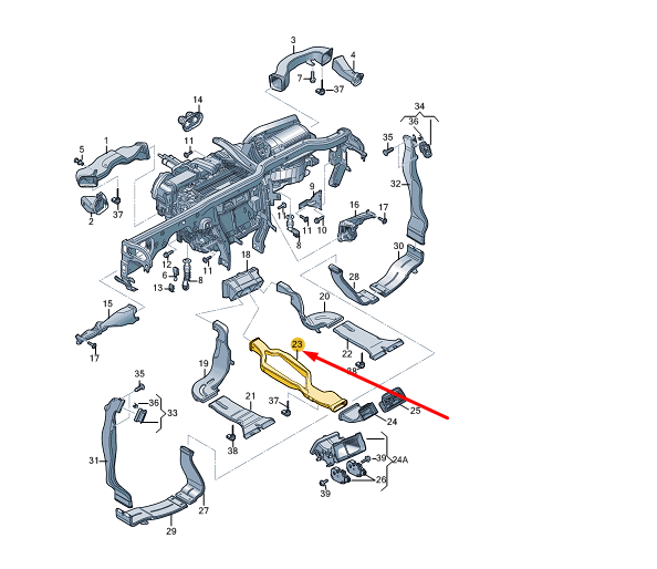 new audi a6 c7 cabin heater center air channel 4g0857039f original