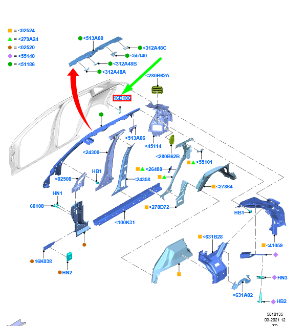 new ford kuga mk3 rear side panel reinforcement 2373033 lj6b-s16390-aa original