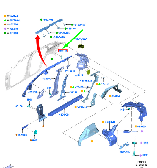 new ford kuga mk3 rear side panel reinforcement 2373033 lj6b-s16390-aa original