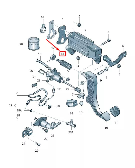NEW AUDI A3 SPORTBACK 8P CLUTCH PEDAL RETURN SPRING RHD 1J2721403B ORIGINAL