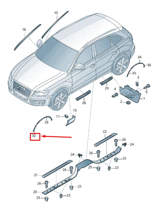 NEW AUDI Q5 8R FRONT RIGHT WHEEL ARCH WIDENING 8R0853728B1QP ORIGINAL