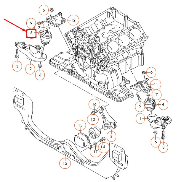 NEW AUDI A6 4F C6 RIGHT ENGINE HYDRO-MOUNTING 4F0199382BM ORIGINAL