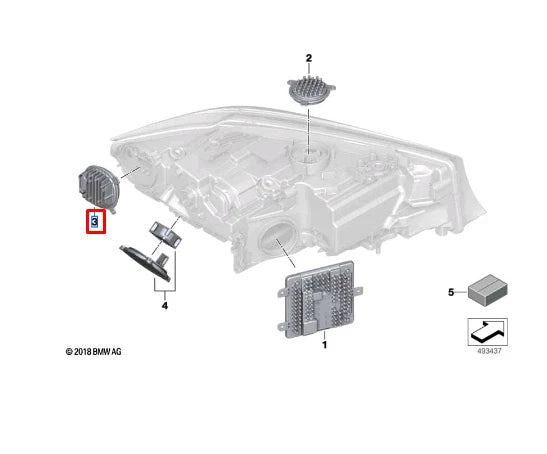 NEW BMW 3 G20 LED RIGHT LED MODULE TURN DRL LIGHT MODULE 63118737144 ORIGINAL