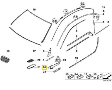 new bmw 3 e93 m3 front left wing side panel grille trim 51138046501 original