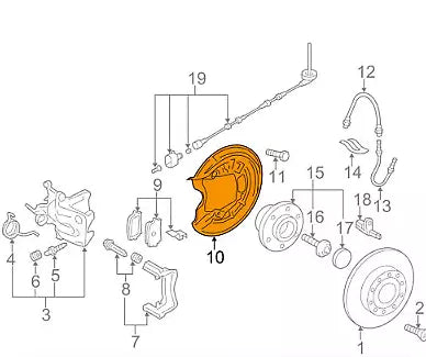 NEW AUDI A3 8P REAR LEFT BRAKE DISC COVER PLATE 1T0615611B ORIGINAL
