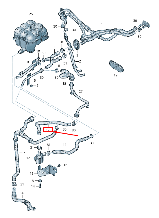 NEW AUDI RSQ8 ENGINE COOLANT HOSE 4M0819374CG ORIGINAL