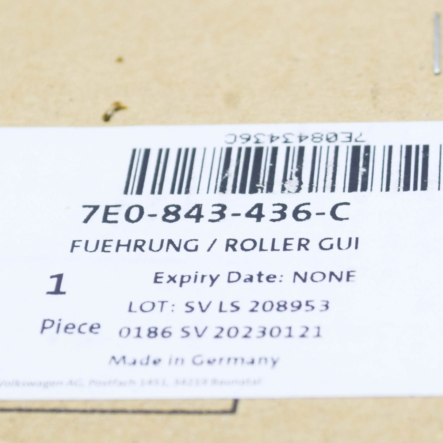 NEW VW TRANSPORTER T5 RIGHT UPPER SLIDING DOOR ROLLER GUIDE 7E0843436C ORIGINAL