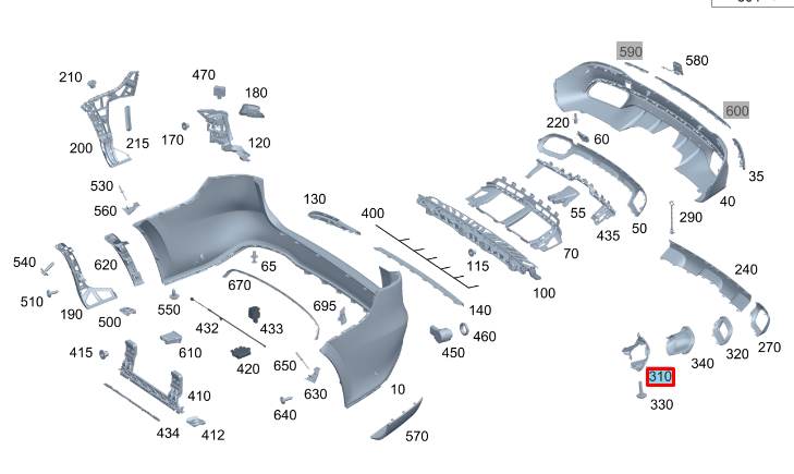 NEW MERCEDES-BENZ GLE W167 REAR RIGHT TAILPIPE TRIM A1678851003 ORIGINAL