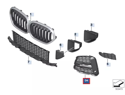 BMW X1 F48 Front Bumper Right Grille 51118075890 8075890 NEW GENUINE