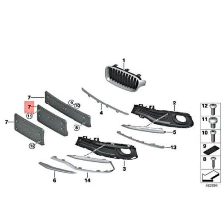 NEW BMW 3 F30 FRONT BUMPER LICENSE NUMBER HOLDER US/JAPAN 51137396928 ORIGINAL