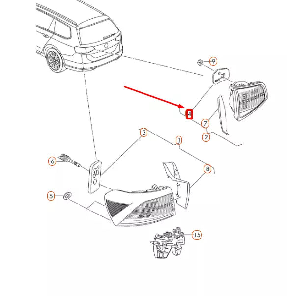 NEW VW PASSAT VARIANT B8 REAR INNER TAIL LIGHT SEAL 3G9945395 ORIGINAL