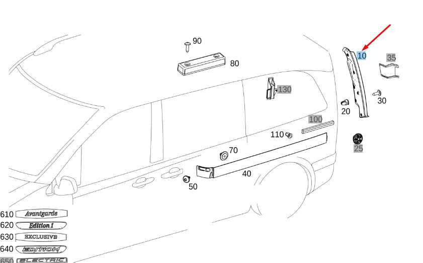 NEW MERCEDES-BENZ VITO W447 REAR PANEL AREA RIGHT TRIM A44769416009051 ORIGINAL