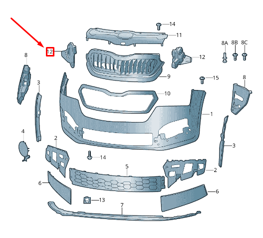 new skoda rapid nh front right bumper support element 60u807724 original