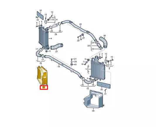 NEW AUDI Q7 4M RIGHT CHARGE AIR COOLING RADIATOR GUIDE 4M0145334R ORIGINAL