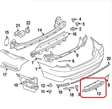 NEW BMW 5 F10 REAR BUMPER LOWER BOTTOM CENTER GUIDE 51127184765 ORIGINAL