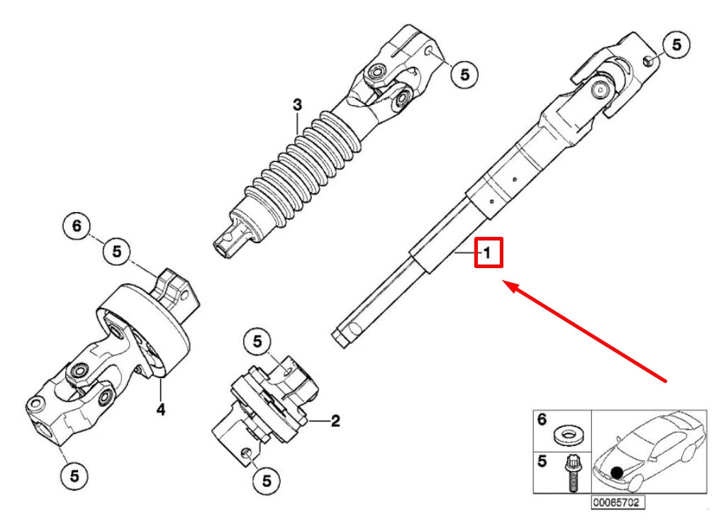 NEW BMW 3 CABRIO E46 STEERING COLUMN LOWER JOINT 6750815 32306750815 ORIGINAL