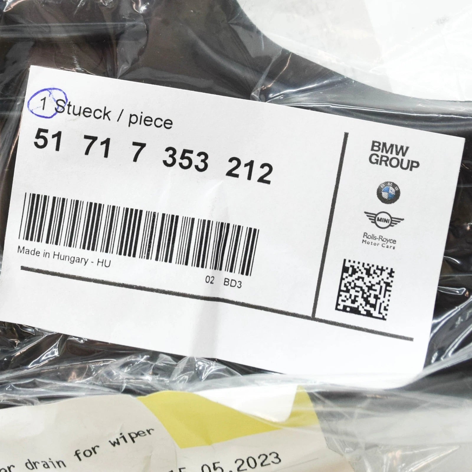 NEW BMW 4 GRAN COUPE F36 WIPER SHAFT WATER DRAIN LHD 51717353212 7353212