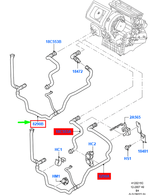 new ford focus mk2 heater outlet hose tube rhd 1495393 5m51-8274-bd original