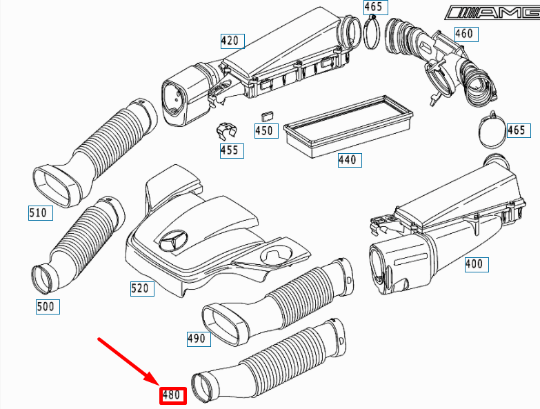 NEW MERCEDES-BENZ SLK R170 AMG LEFT AIR INTAKE TUBE HOSE A1120941582 ORIGINAL