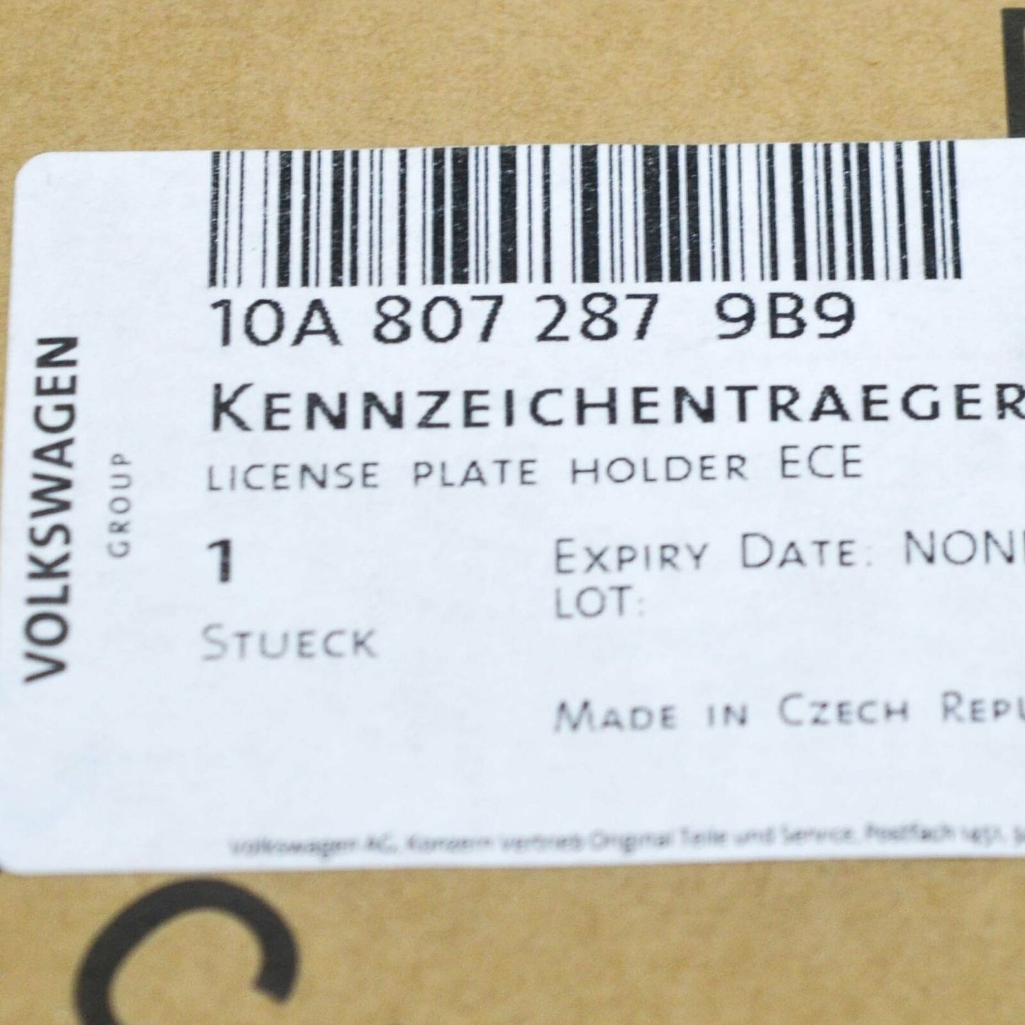 NEW VW ID.3 E11 FRONT BUMPER LICENSE PLATE NUMBER HOLDER 10A8072879B9 ORIGINAL