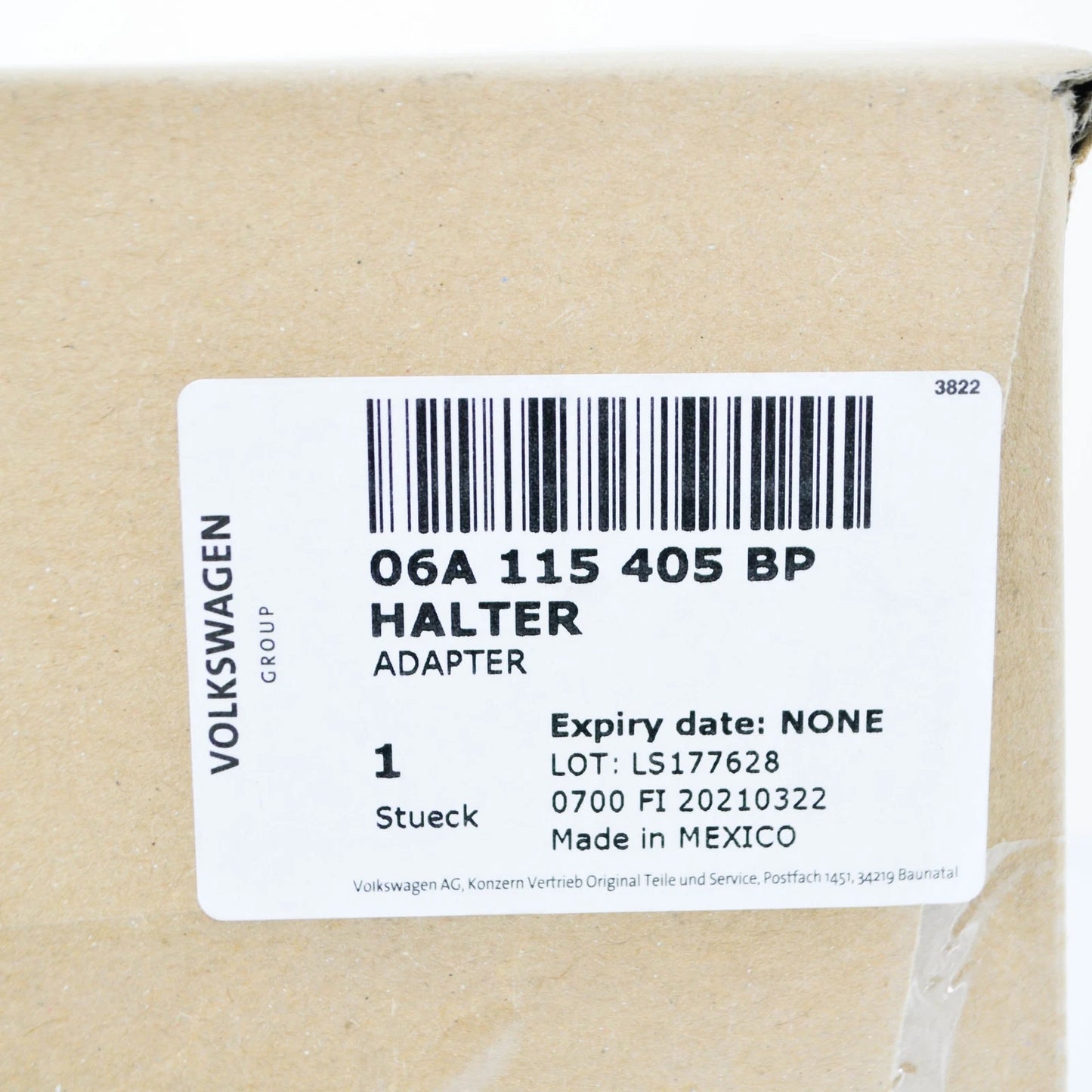 NEW VOLKSWAGEN BEETLE 9C OIL FILTER BRACKET 06A115405BP ORIGINAL