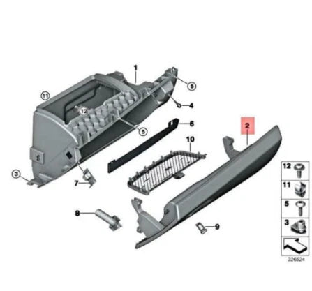 NEW BMW X5 F15 F85 M FRONT DASH GLOVE BOX LID LHD 51169287302 ORIGINAL