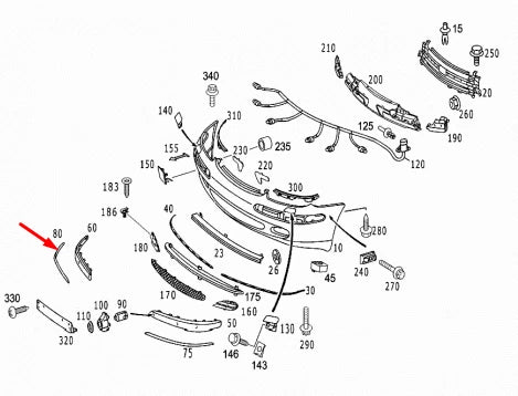 NEW MB S-CLASS W220 FRONT BUMPER RIGHT CHROME TRIM A2208850274 2001 ORIGINAL