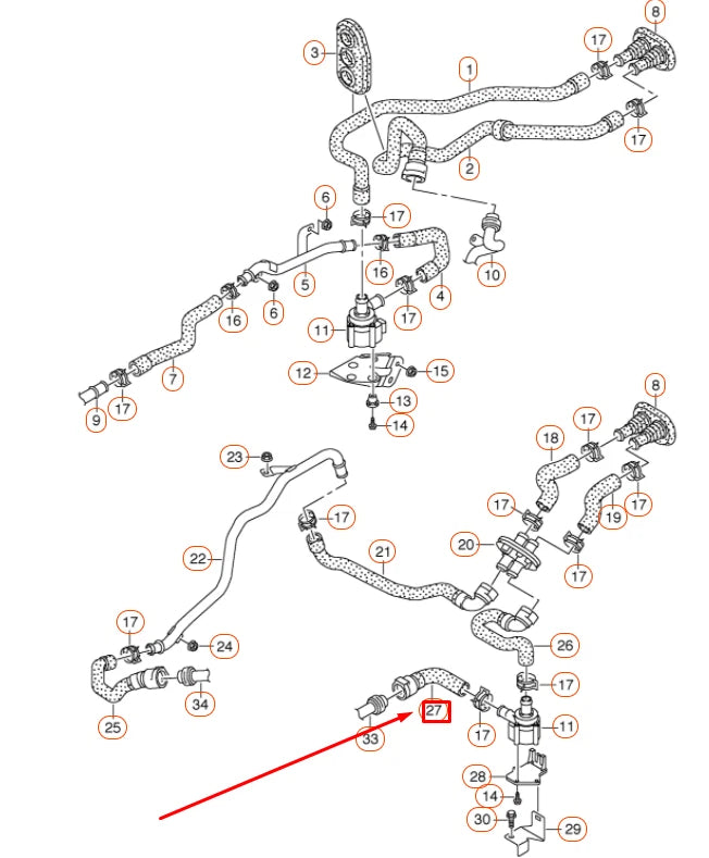 NEW AUDI A4 B8 HEATING HOSE 8K0819342L / 8K0-819-342-L / 8K0 819 342 LORIGINAL
