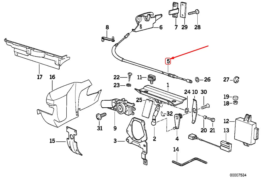 NEW BMW 3 CONVERTIBLE E30 FOLDING TOP BOWDEN CABLE 51258112685 8112685 ORIGINAL