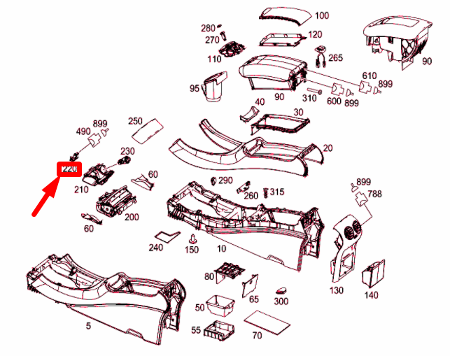 NEW MERCEDES-BENZ CLK C209 CENTRAL CONSOLE ASHTRAY LIGHTING A2208201101 ORIGINAL