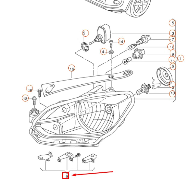 NEW VOLKSWAGEN UP LEFT HEADLAMP HOUSING REPAIR KIT 1S0998225