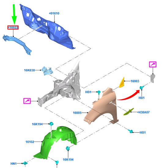 new ford ka mk3 front centre cross member assy rhd 2015041 original