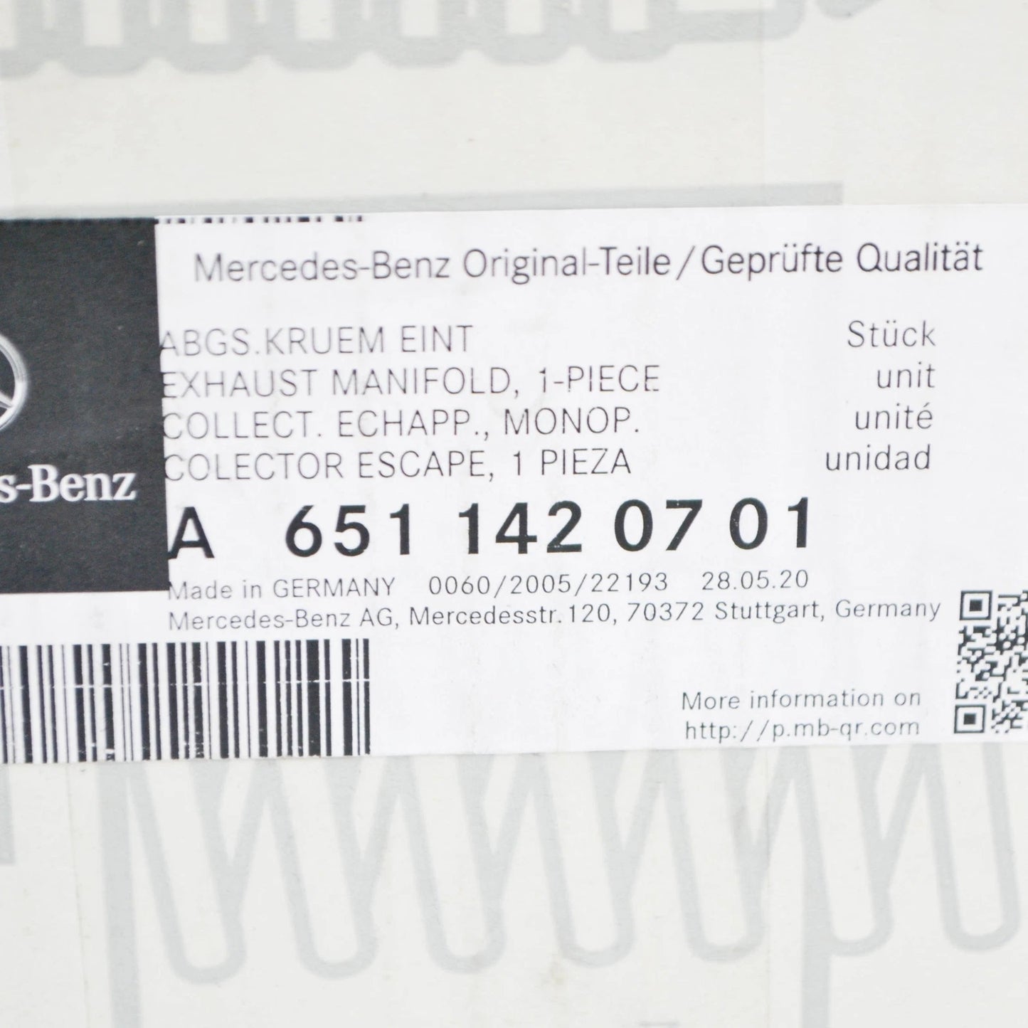 NEW MERCEDES-BENZ SPRINTER W906 EXHAUST MANIFOLD A6511420701 ORIGINAL