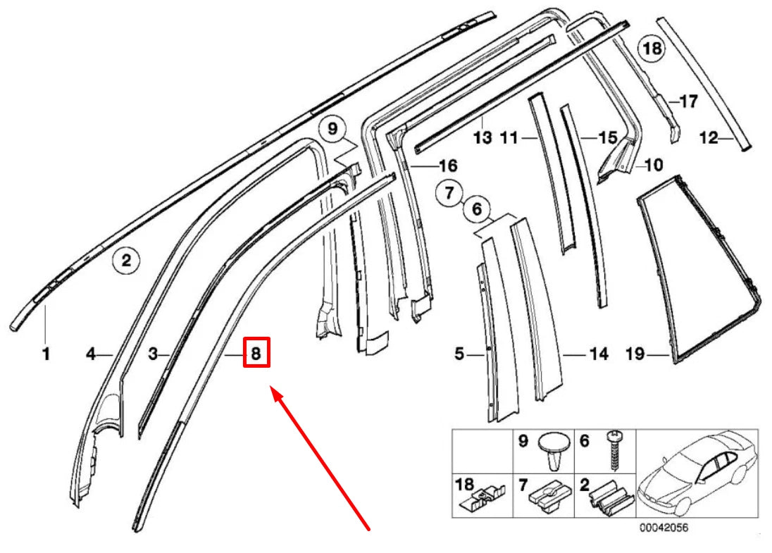 NEW BMW 5 E39 FRONT LEFT GLOSS SHADOWLINE TRIM 2427409 51322427409 ORIGINAL