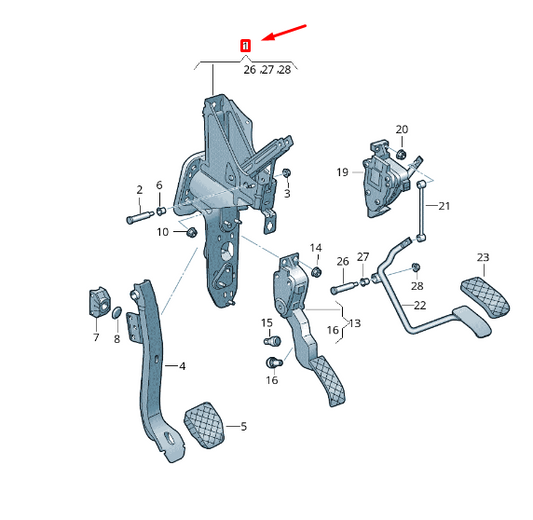 new vw transporter vi t6 brake/accel. lever mech. bracket lhd 7e1721115d