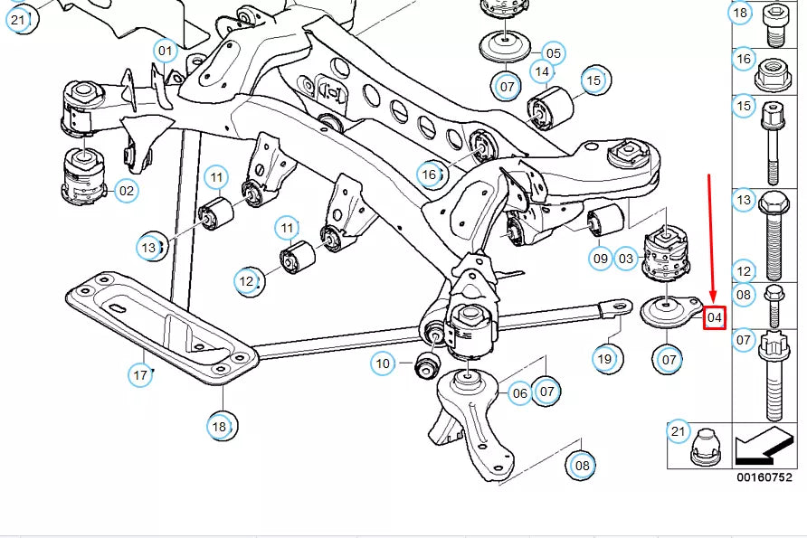 NEW BMW 1 E81 REAR AXLE CARRIER STOPPER 33306778328 6778328 ORIGINAL