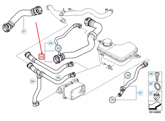 NEW BMW X3 E83 RADIATOR COOLING HOSE 11533401058 3401058 ORIGINAL