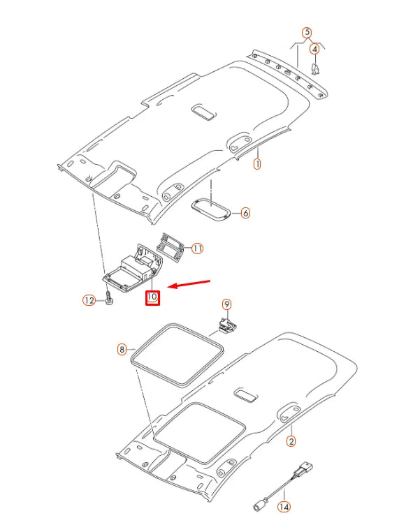 NEW VW GOLF MK7 FRONT OVERHEAD CONSOLE STOWAGE COMPARTMENT 5G0868837Y20 ORIGINAL