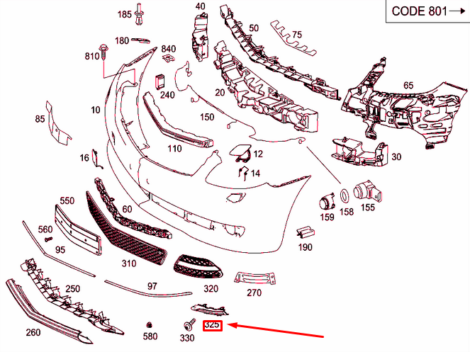 NEW MB CL C216 FRONT LEFT DAYTIME RUNNING LIGHT MOLDING A2168850274 ORIGINAL