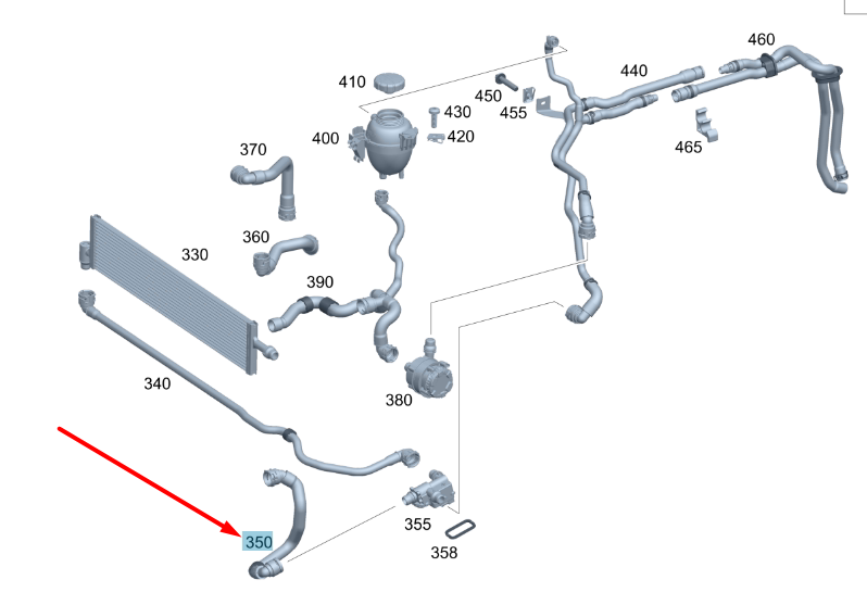 NEW MERCEDES-BENZ C C205 RIGHT SWITCHOVER VALVE COOLANT HOSE A2055010702