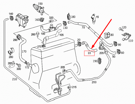 NEW MB C-CLASS W203 WATER COOLING HOSE A2098300096 1.8 PETROL ORIGINAL