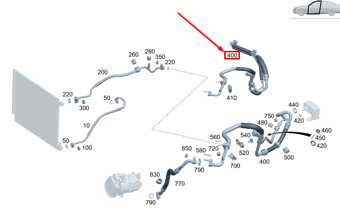 new mercedes-benz s w223 a/c refrigerant line rhd a2238307204 original