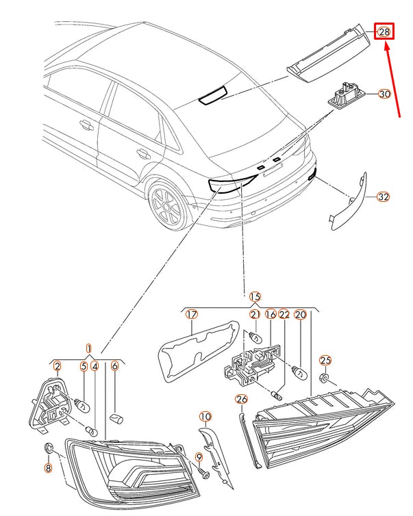NEW AUDI A3 8V THIRD 3RD BRAKE STOP LIGHT 4G5945097
