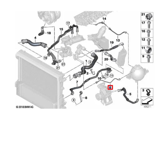 NEW BMW X5 G05 EXPANSION TANK PIPE LINE 17128579334 8579334 ORIGINAL
