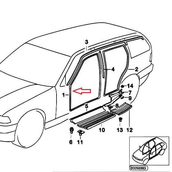NEW BMW 3 E36 SEDAN TOURING FRONT DOOR SEAL 51728196289 ORIGINAL